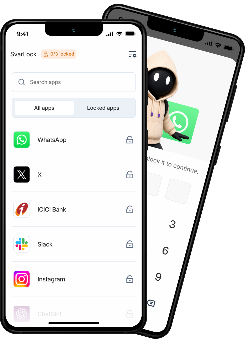 SvarLock app shown on two Android phones